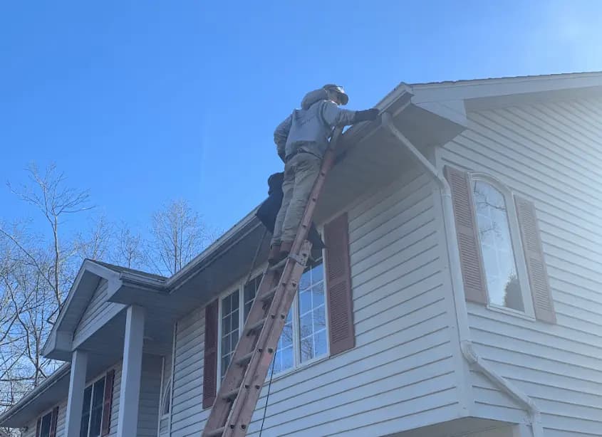 Gutter cleaning and maintenance being performed by University Heights Power Washing in University Heights