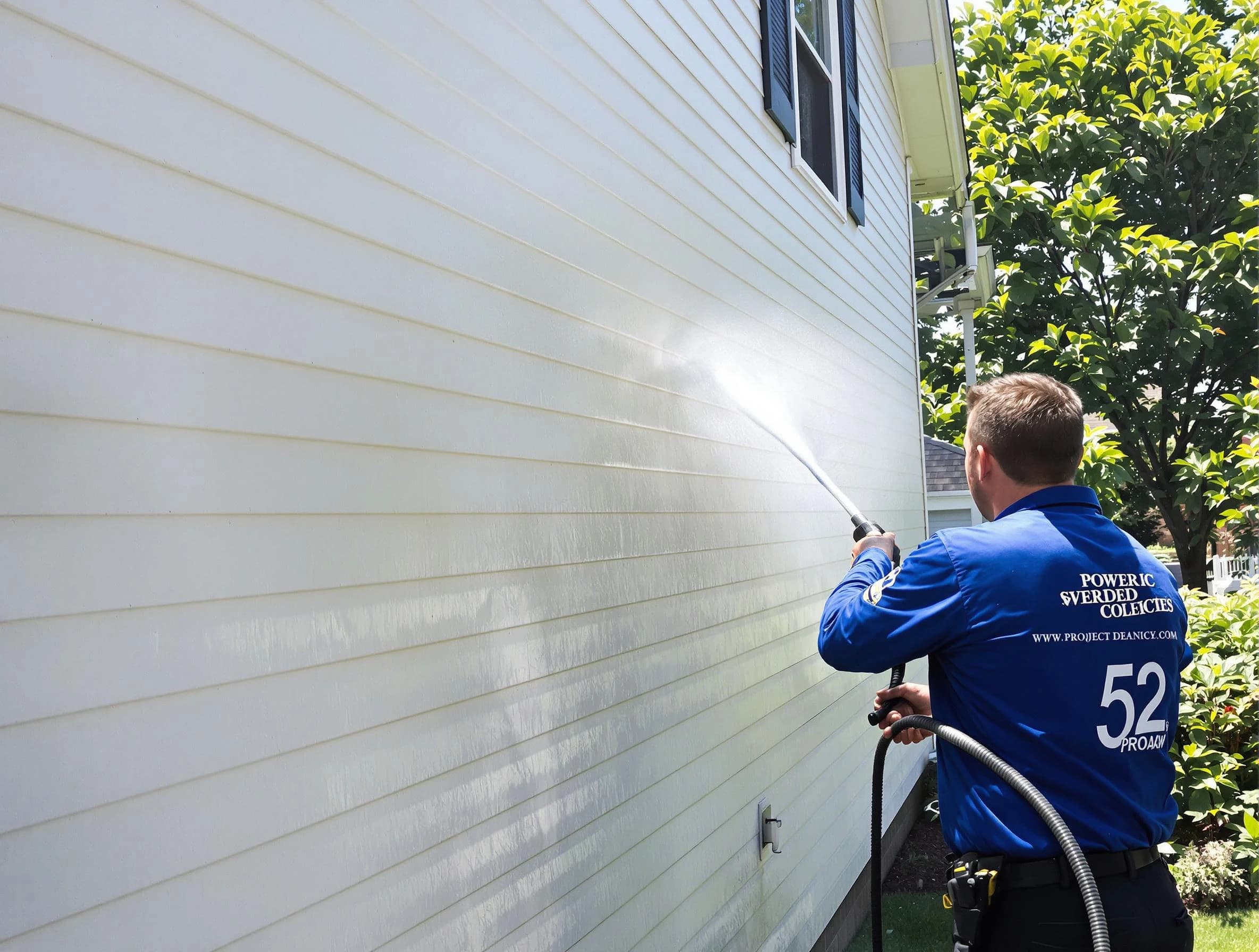 A University Heights Power Washing technician power washing a home in University Heights